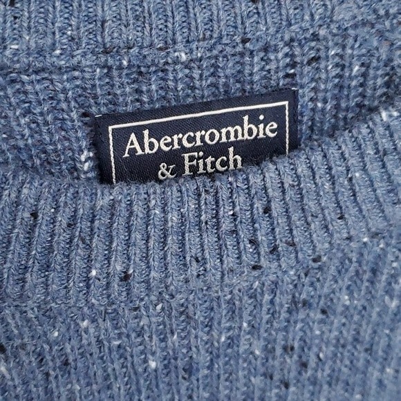 ABERCROMBIE & FITCH WOOL TEXTURED CREW NECK SWEATER MEN'S MEDIUM HEATHERED BLUE - Picture 9 of 10